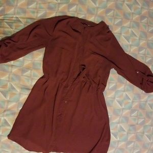 Maroon colored mesh blouse